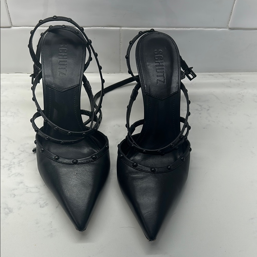 SCHUTZ Black Studded Heels